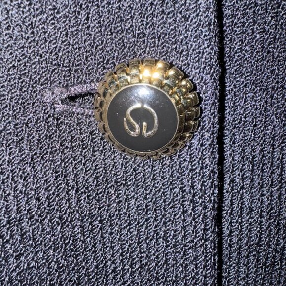 St. John By Marie Gray Long Black Button From Cardigan Sweater Gold Buttons - Picture 6 of 7